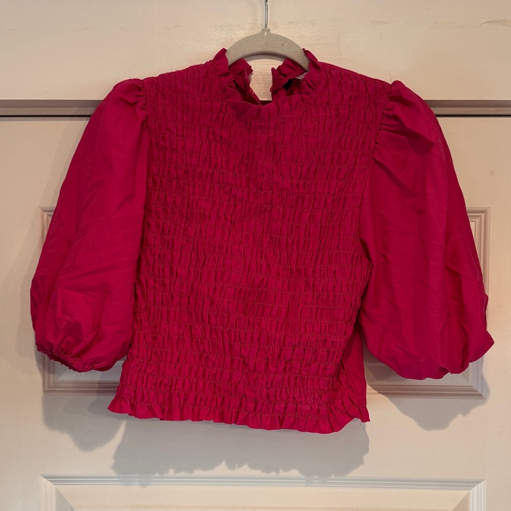 Elegant Red Smocked Women's Top